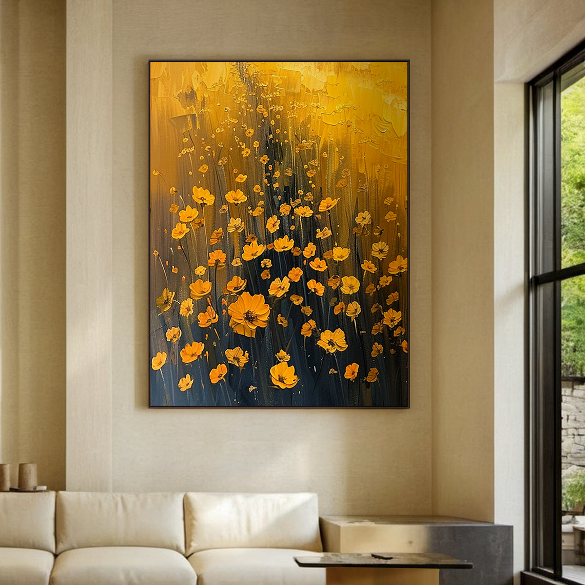 Golden Bloom-Yellow 3D / Texture Floral Art-AURA115