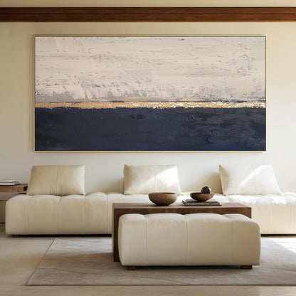 Silent Horizon-Black & Beige Abstract Field-AURA146