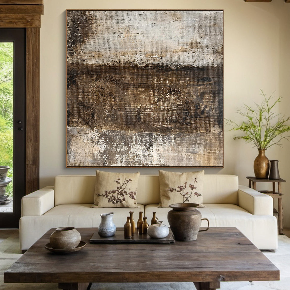 Earth Veil-Brown Wabi-Sabi Abstract Field-AURA150