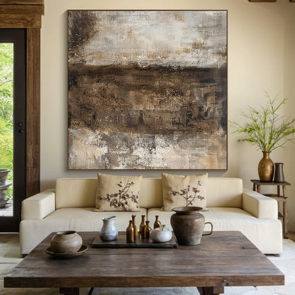 Earth Veil-Brown Wabi-Sabi Abstract Field-AURA150