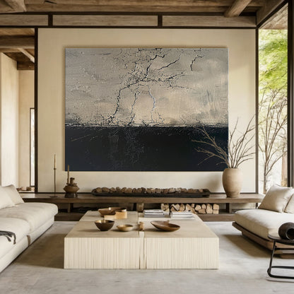 Wabi Sabi Gray Black Textured Abstract Wall Art Home Decor AURA208