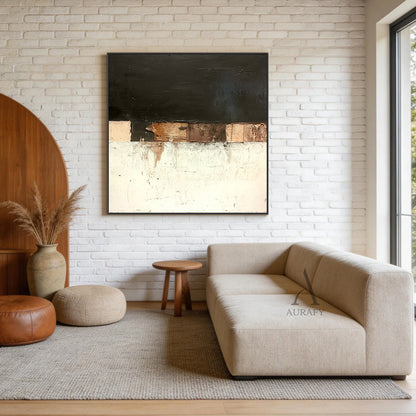 Abstract Black Beige Wall Art for Modern Living Room Decor AURA361
