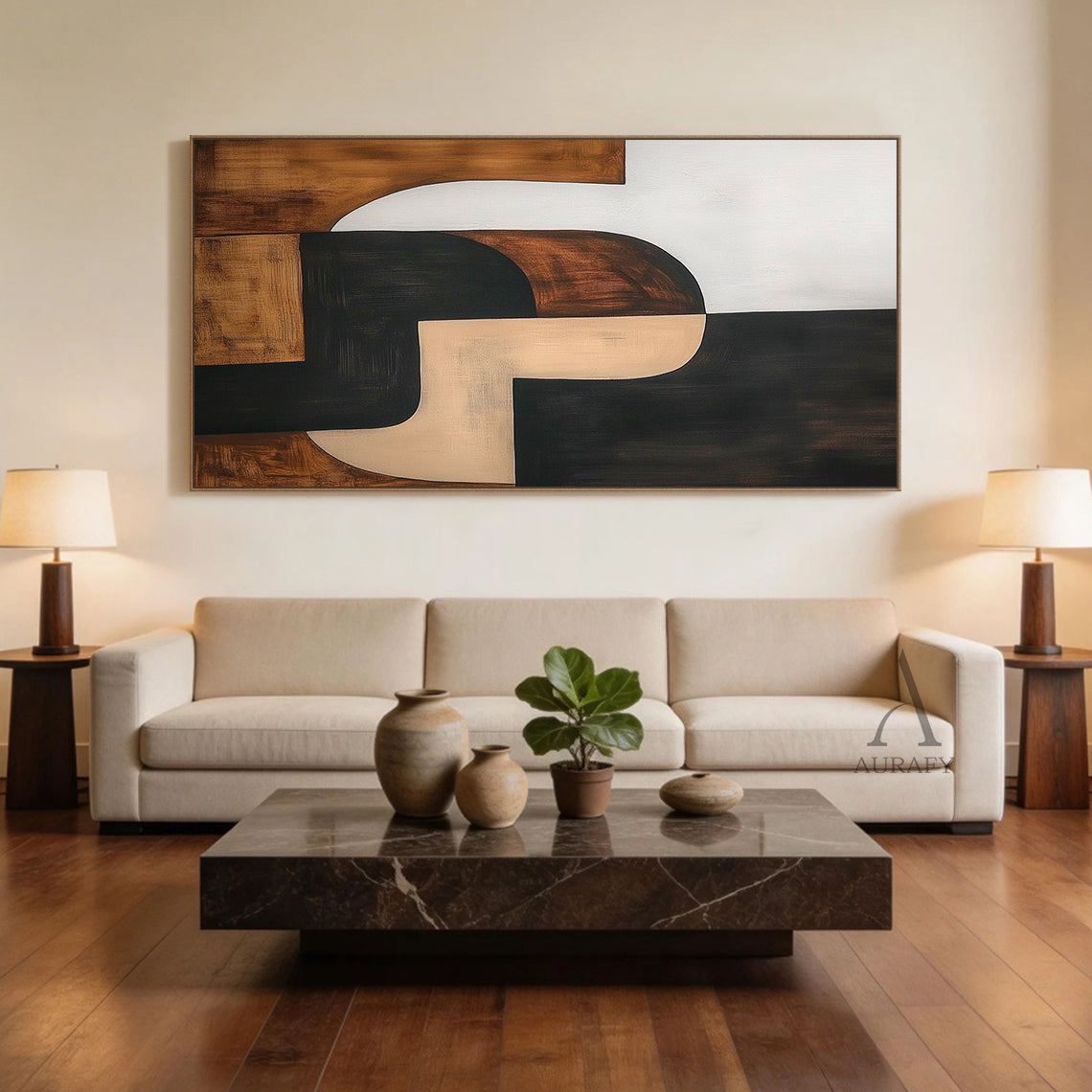 General Abstract Black Brown Modern Wall Art for Home Decor AURA386