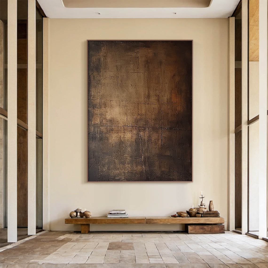 Minimalist Colorfield Wall Art – Bronze & Umber Gradient – AURA016(Square)