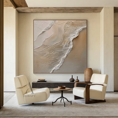 Ocean Brown Abstract Impasto Art Tactile Sculpted Canvas High-Relief Texture Modern Organic Piece AURA433
