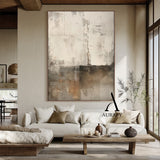 Wabi Sabi Abstract Art Handcrafted Plaster Textured Mottled Gray Beige Wall Decor AURA562