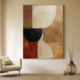 Earthen Harmony Wall Art-Ochre, Ivory & Onyx-AURA054