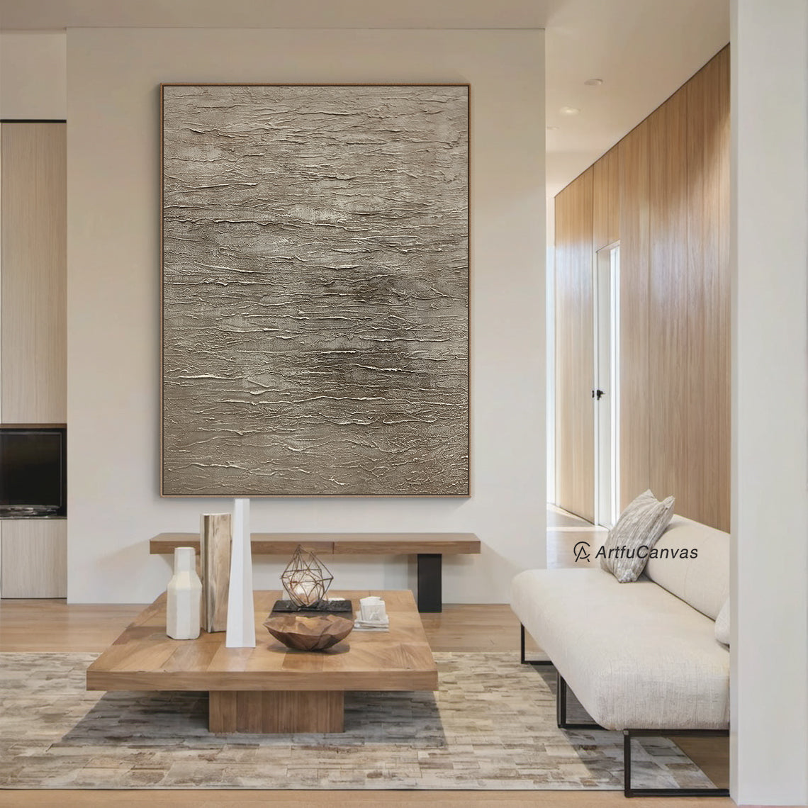 Quiet Strata- Brown Abstract Texture Field- AURA157