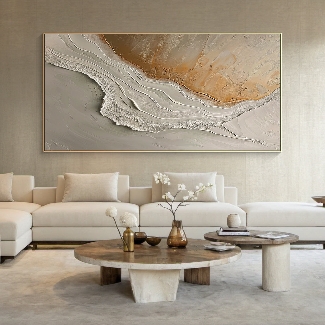 Eroded Shore-Beige & Brown Wave Sky Field-AURA140