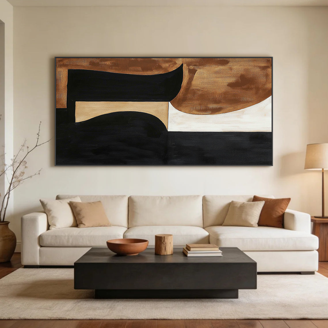 General Abstract Black Brown Wall Art for Home Decor AURA263