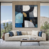 Midnight Geometry-Blue & Black Abstract Field-AURA154