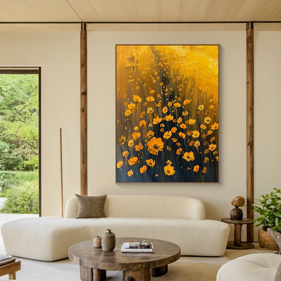 Golden Bloom-Yellow 3D / Texture Floral Art-AURA115