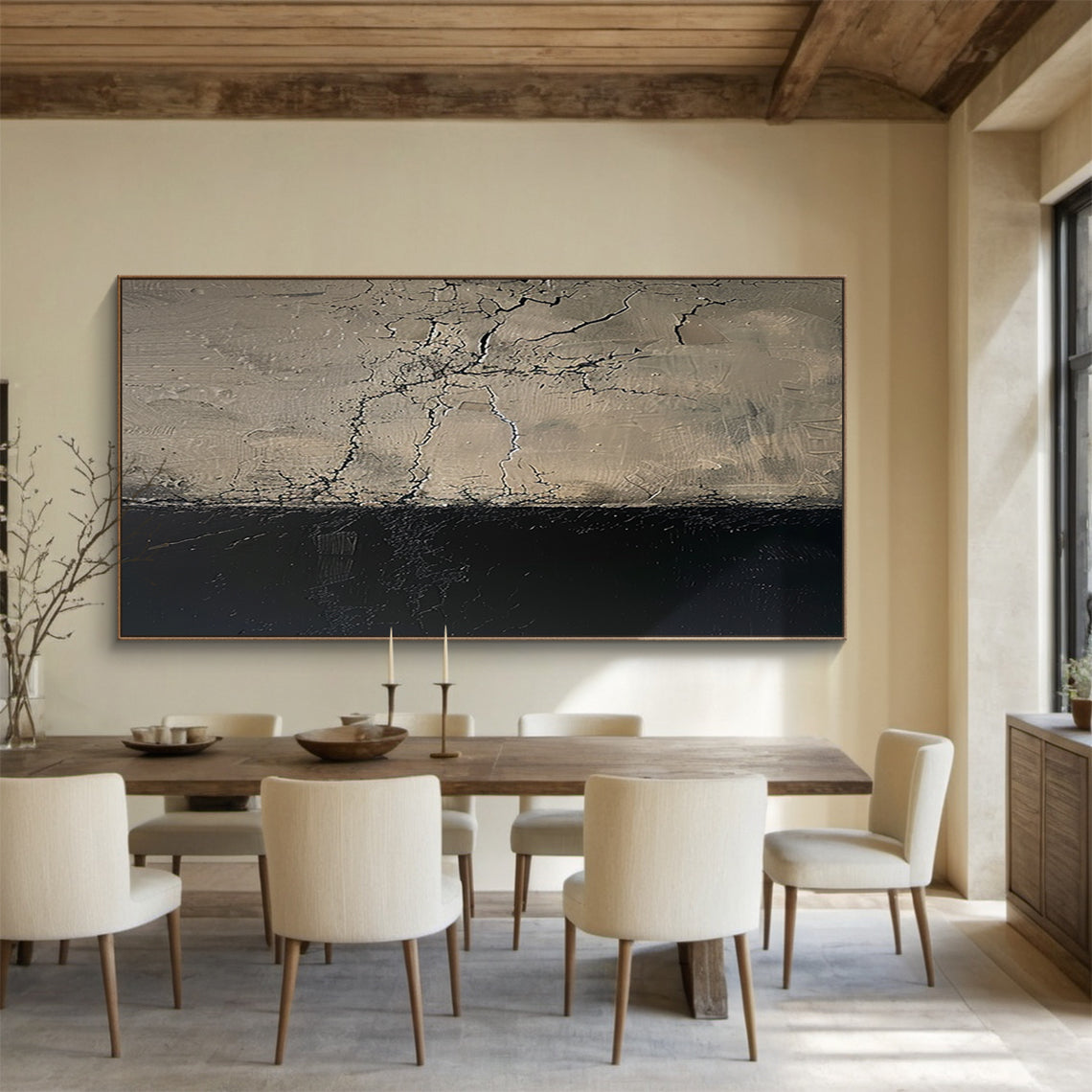 Wabi Sabi Gray Black Textured Abstract Wall Art Home Decor AURA208