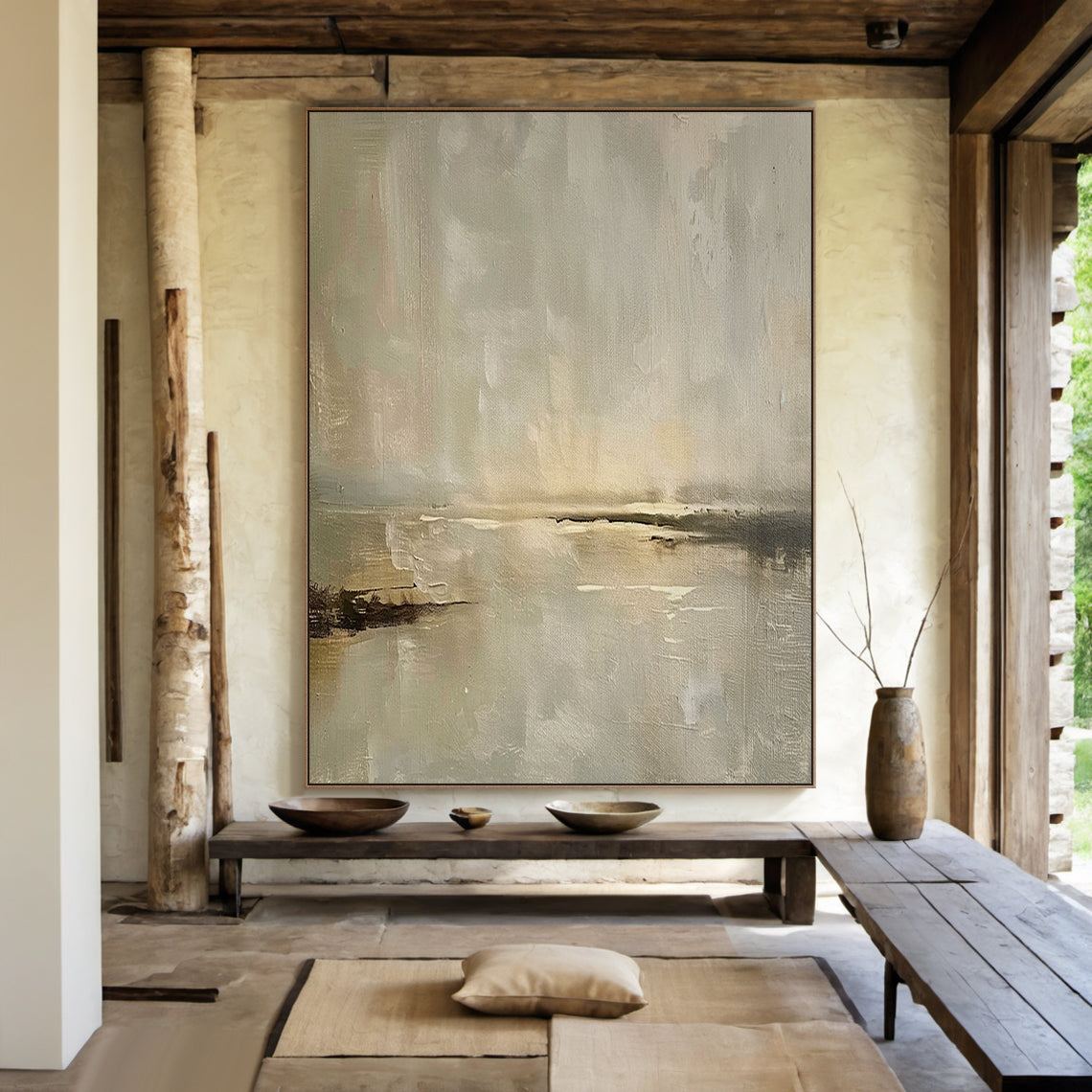 Soft Drift-Beige Abstract Field-AURA152