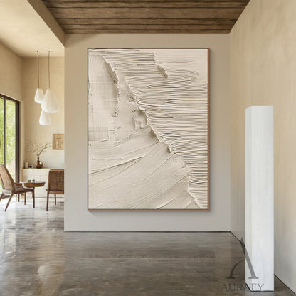 Beige 3D Textured Painting Modern Home Living Room Wall Art AURA283