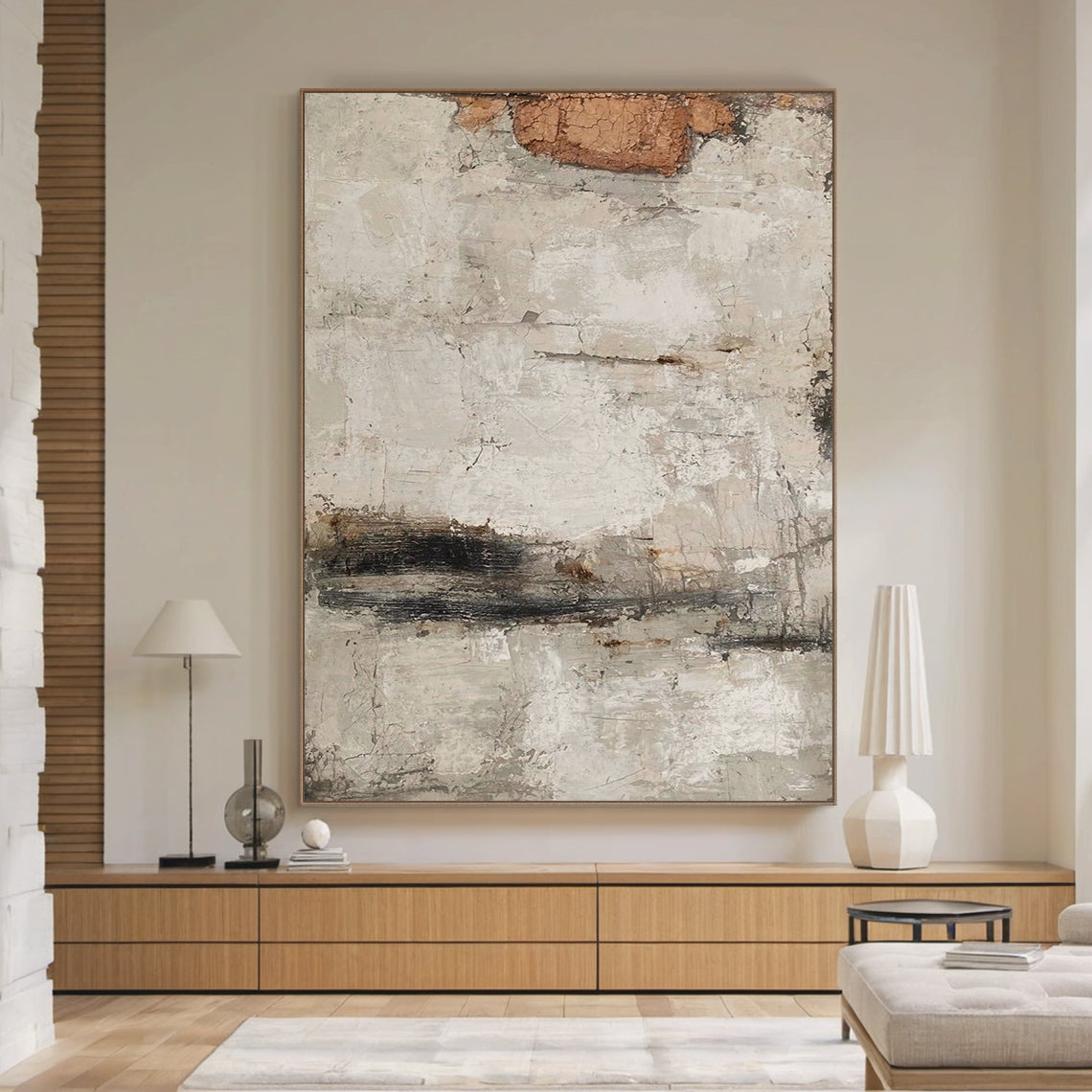 Urban Erosion Painting – Rust & Neutral Tones – AURA027(Vertical)