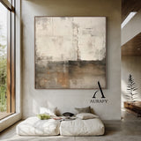 Wabi Sabi Abstract Art Handcrafted Plaster Textured Mottled Gray Beige Wall Decor AURA562
