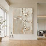 Quiet Layers, Warm Beige Sculpted Plaster Wall Art AURA862