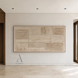 Sand Grid, Beige Brown Ribbed 3D Abstract Painting AURA860