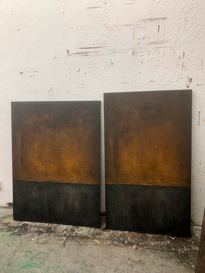 Modern Abstract Brown Textured Wall Art for Living Room Decor - AURA189