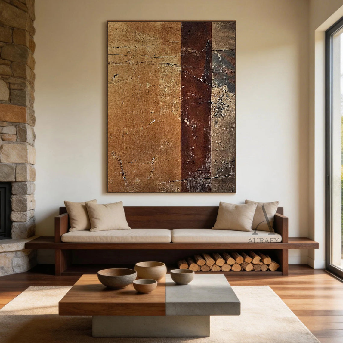 Brown General Abstract Wall Art for Modern Living Room Decor AURA356