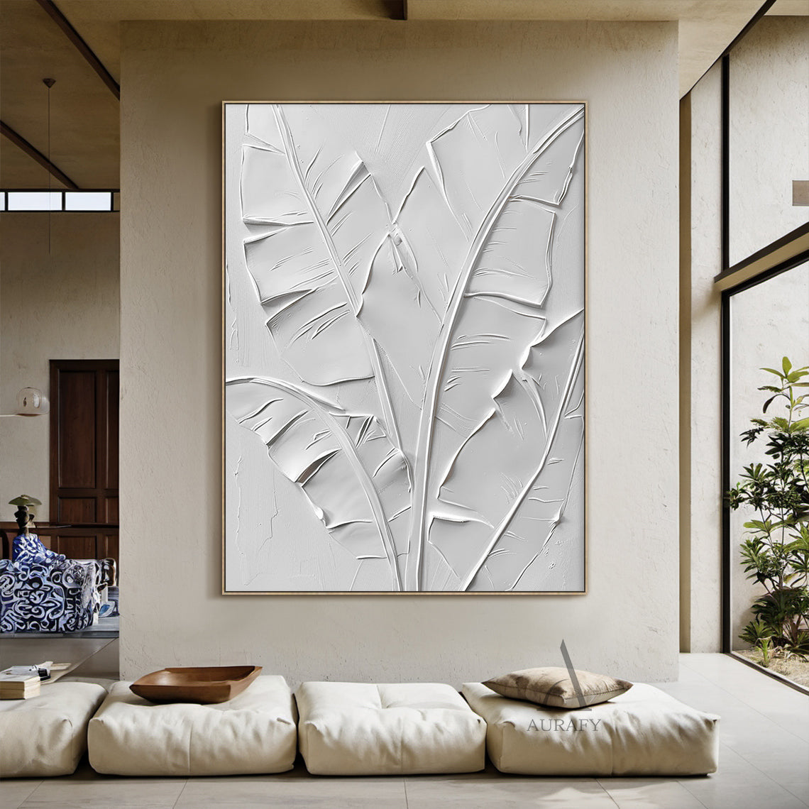 Modern Beige 3D Textured Painting for Living Room Home Decor AURA295