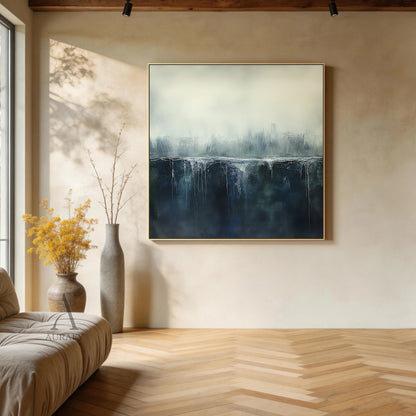 General Abstract Beige Blue Wall Art for Modern Home Decor AURA348