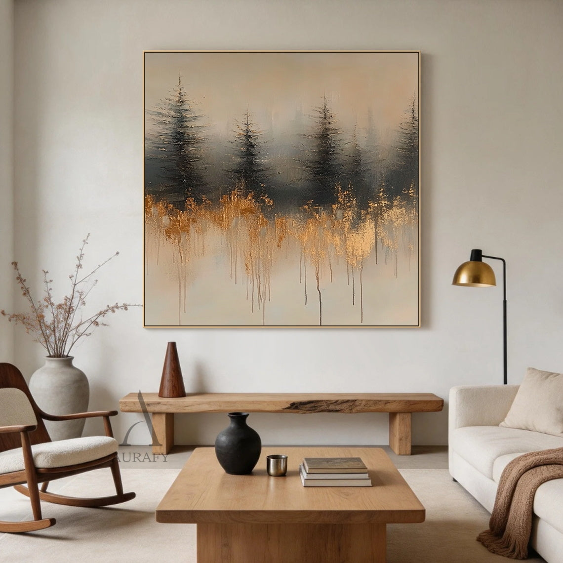 General Abstract Beige Wabi-Sabi Vintage Art with Cracked Distressed Plaster-like Tactile Texture AURA426