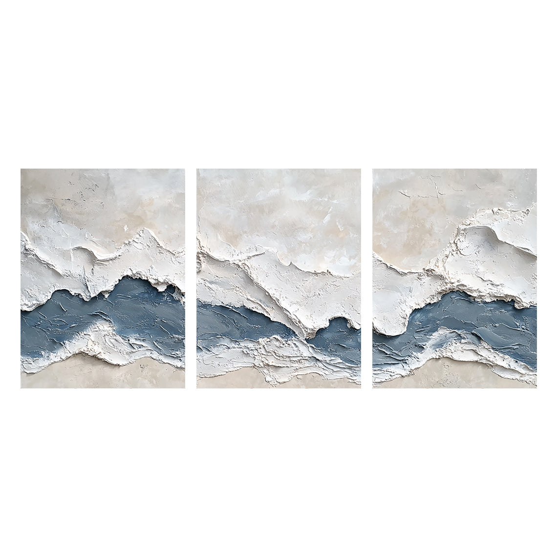 Modern 3D Textured Blue Abstract 3-Piece Living Room Wall Art AURA165