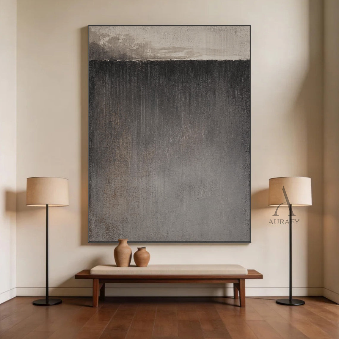 Minimalist Black Gray Wall Art for Modern Living Room Decor AURA385
