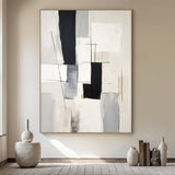 Geometric Lines Monochrome Minimalist Abstract Wall Art -AURA052
