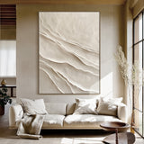 Modern 3D Textured Beige Painting for Living Room Wall Decor AURA294