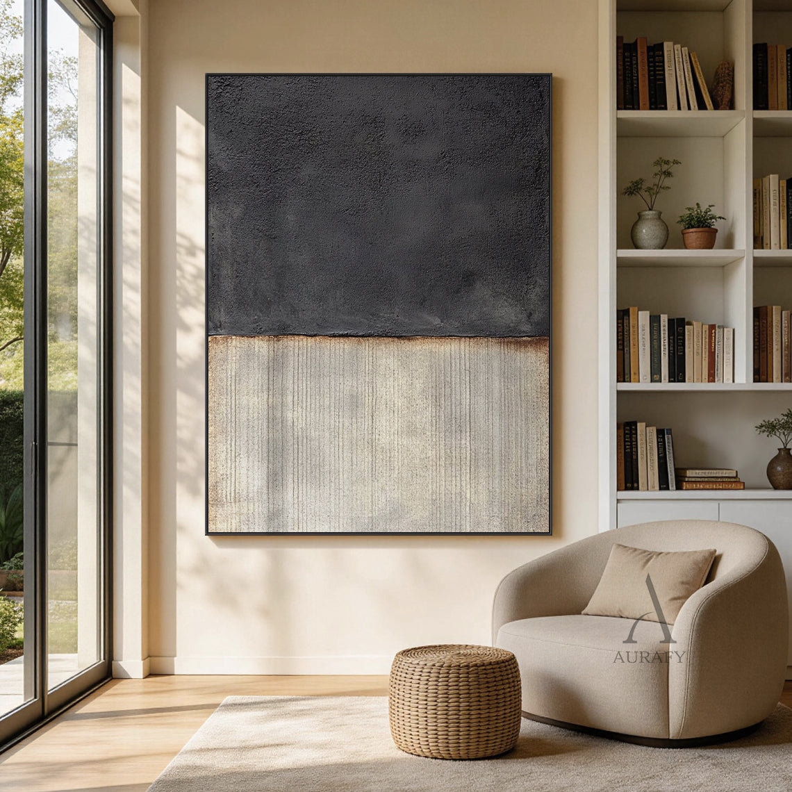 General Abstract Black Beige Wall Art Living Room Home Decor AURA364