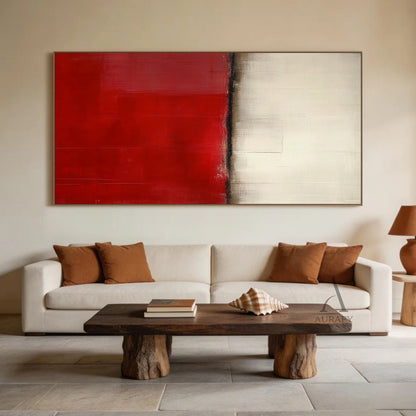Abstract Red Beige Wall Art Modern Living Room Home Decor AURA384