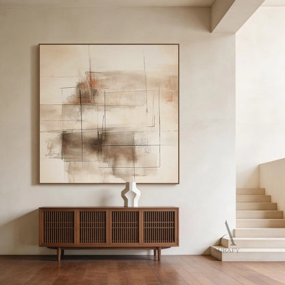 Beige General Abstract Wall Art for Home Living Room Decor AURA376