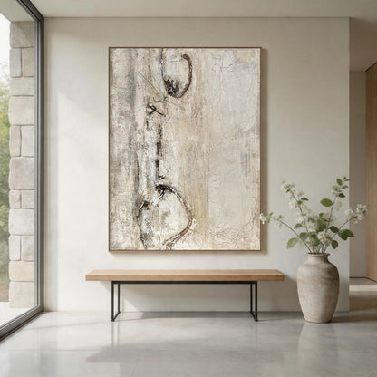 WABI SABI Beige Minimalist Decorative Vase for Living Room AURA413