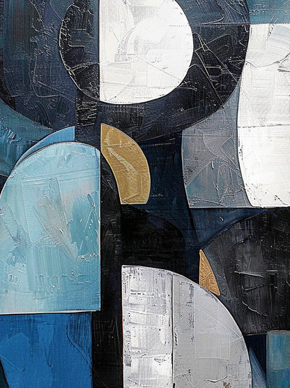 Midnight Geometry-Blue & Black Abstract Field-AURA154