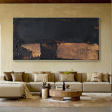 Dark Strata, Black and Brown Textured Abstract Wall Art AURA878