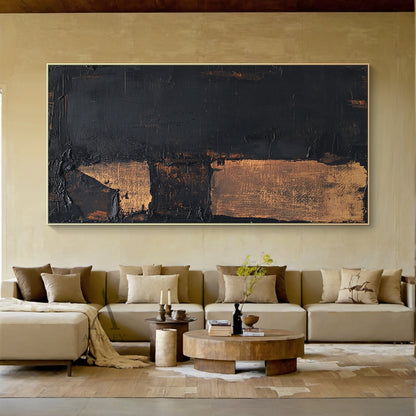 Dark Strata, Black and Brown Textured Abstract Wall Art AURA878