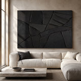 Black Relief, Monochrome Geometric 3D Textured Painting AURA859