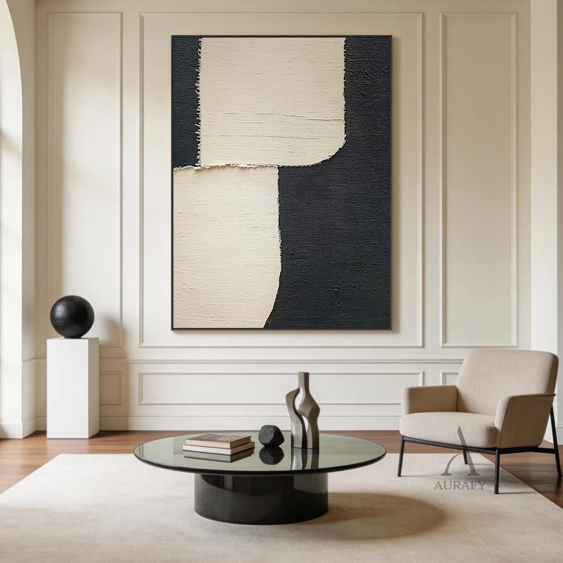 Minimalist Black Beige Wall Art for Home Living Room Decor AURA379