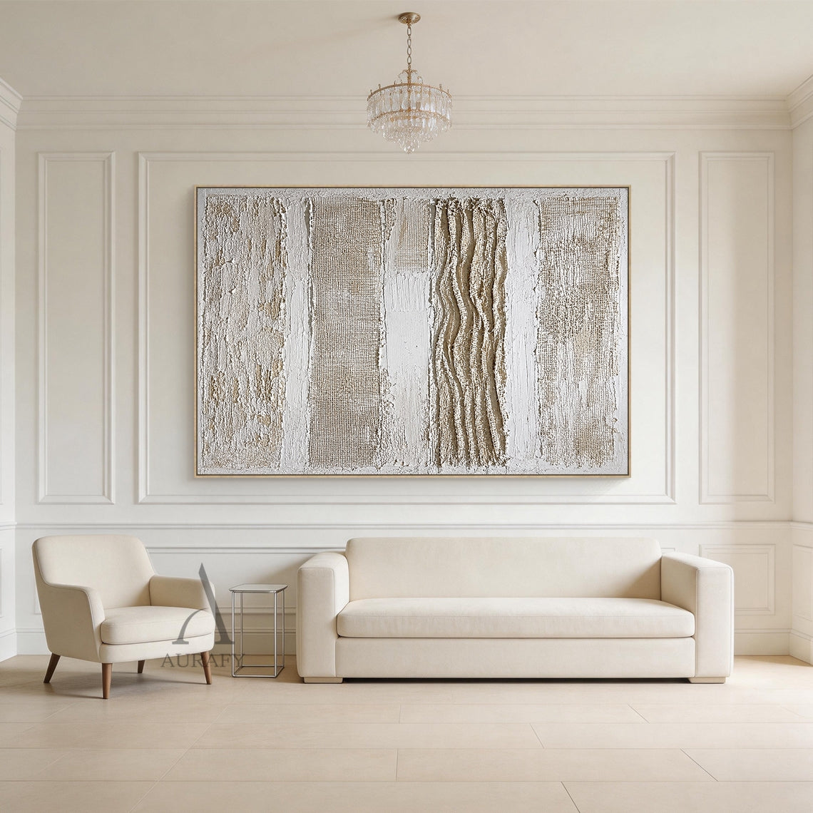 Woven Relief, Beige and Brown Mixed-Media Textured Wall Art AURA855