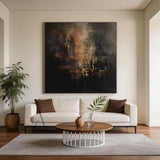 Bronze Through Black, Moody Textured Abstract Painting AURA872