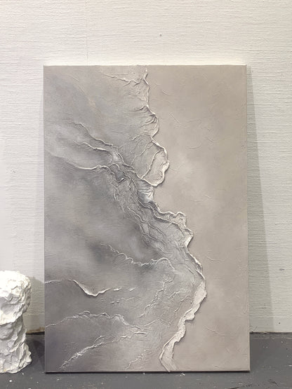 Quiet Tide-Gray Waves & Sky Minimalist Art-AURA117