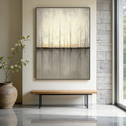 Abstract Beige Gray Modern Wall Art Decor for Living Room AURA360