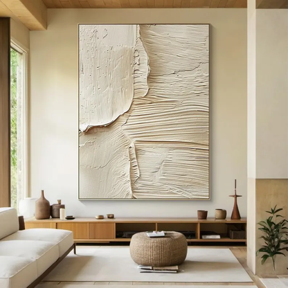 Soft Rift-Beige 3D Textured Art-AURA069