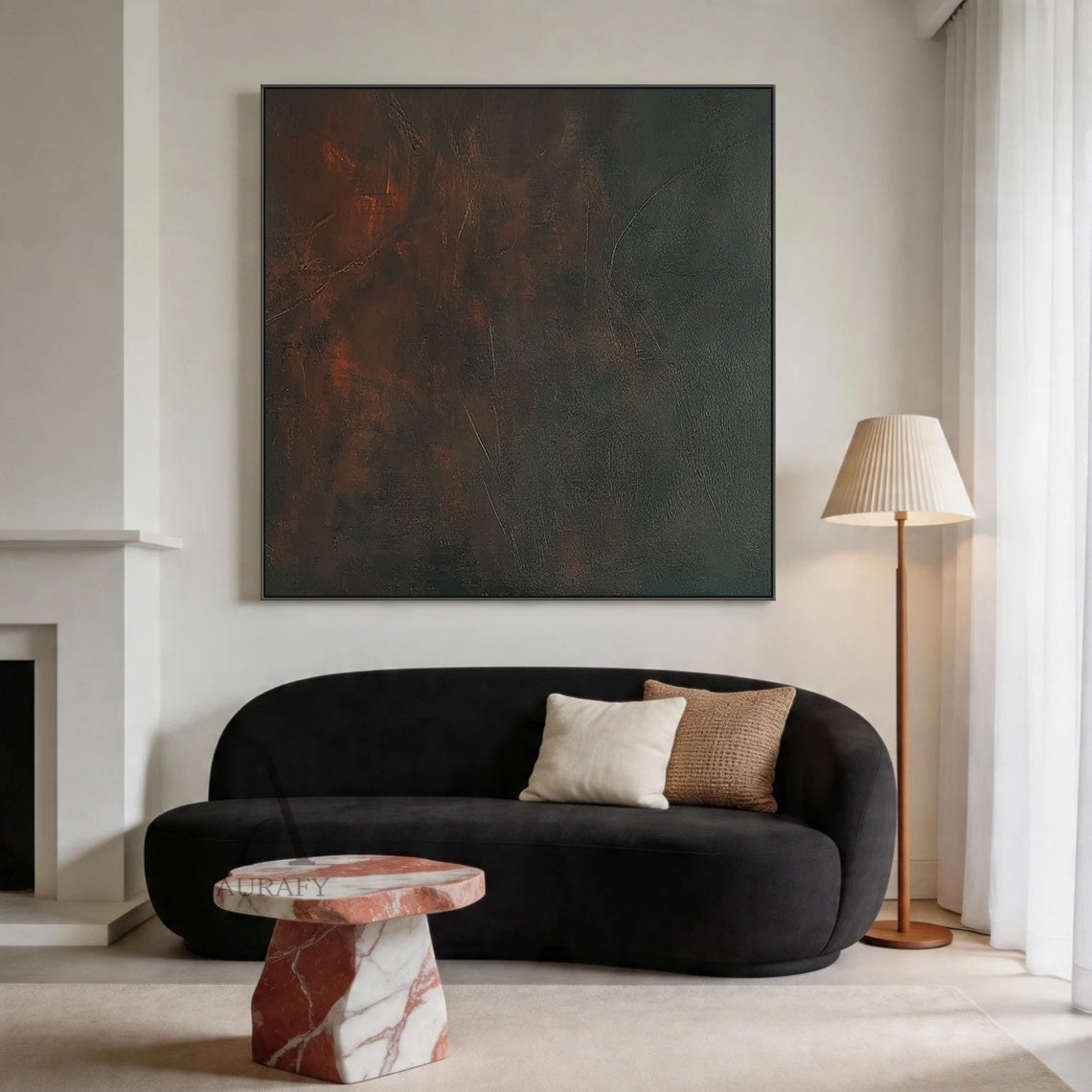Minimalist Black Wall Art Sculpted High-Relief Tactile Surface Layered Curves Vertical Stripes AURA429