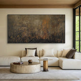 Umber and Rust Abstract Wall Art with Dense Mottled Texture - AURA849