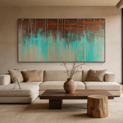General Abstract Brown Green Modern Wall Art Home Decor AURA352