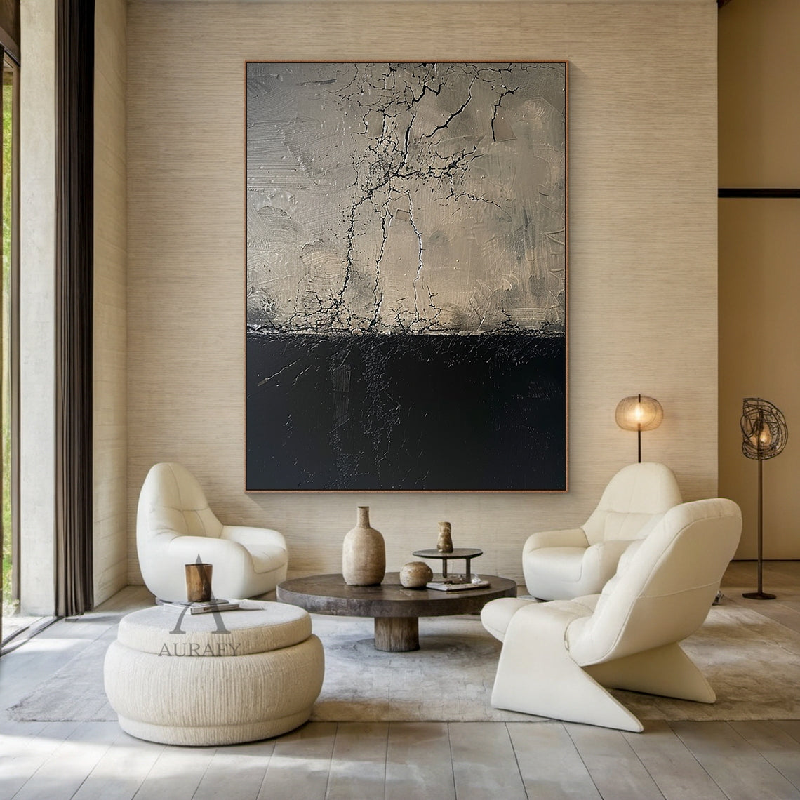 Abstract Brown Black Art Cracked Tactile Surface Impasto Abstract Expressionist Decor Piece AURA446